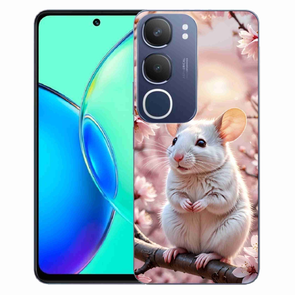mmCase gél tok a Vivo Y19S-hez – fehér egér egy ágon