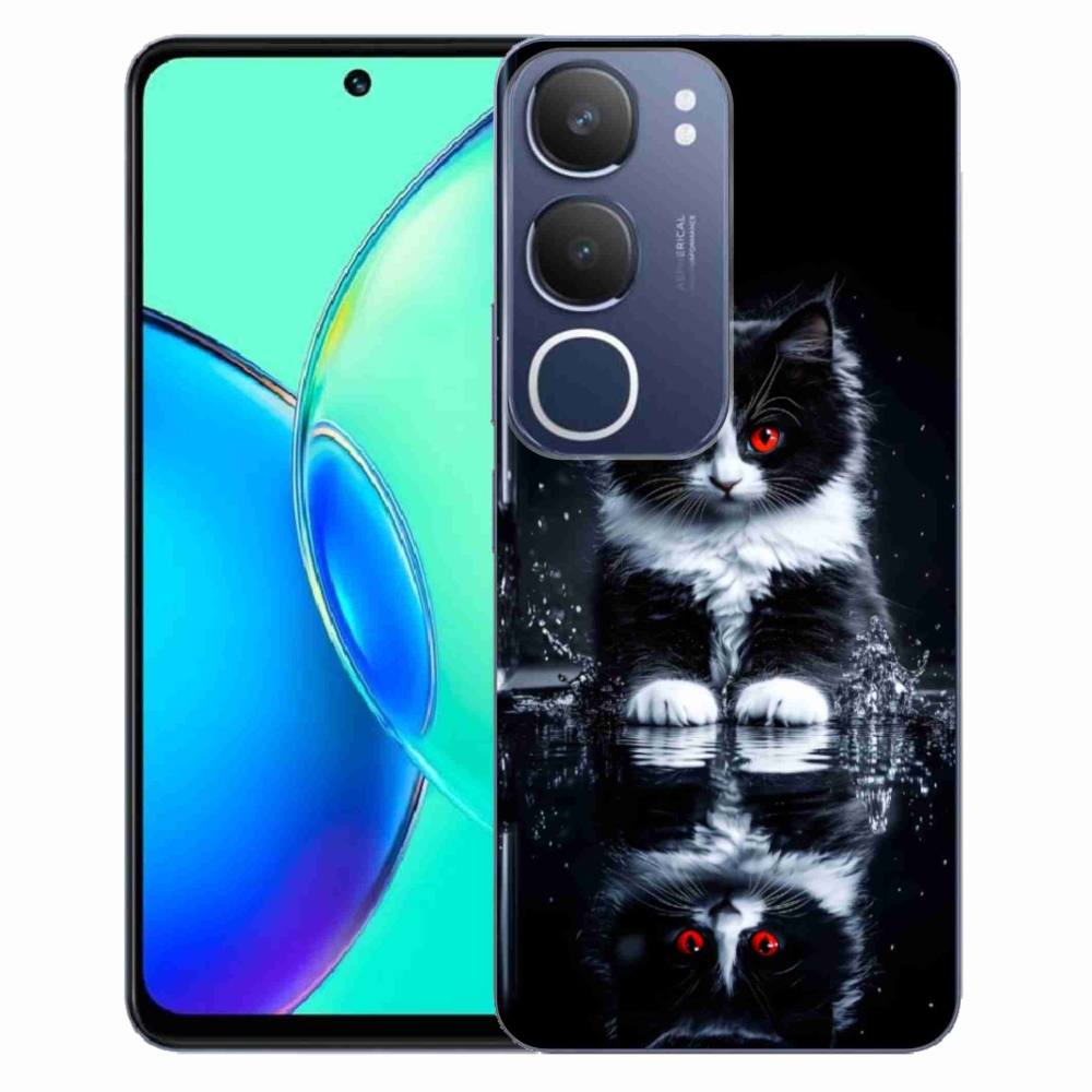 mmCase gél tok a Vivo Y19S-hez – fekete-fehér cica