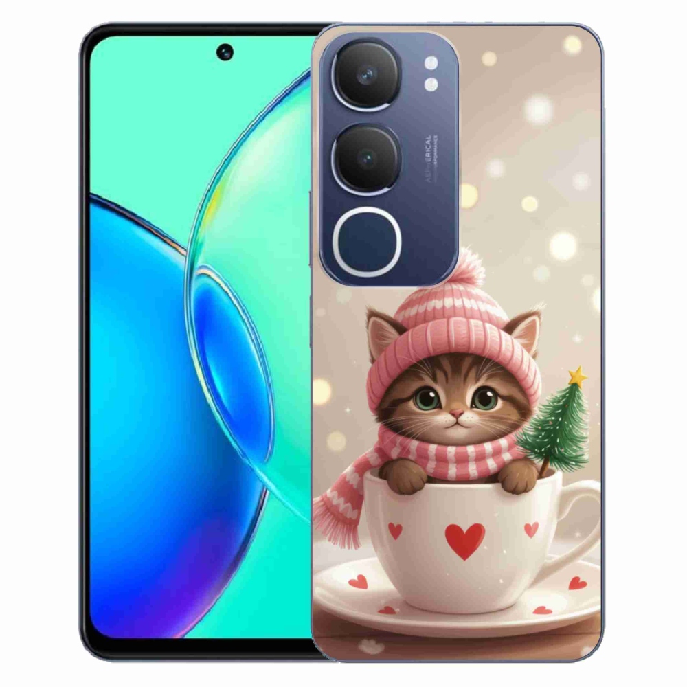 mmCase gél tok a Vivo Y19S-hez – karácsonyi cica csészében