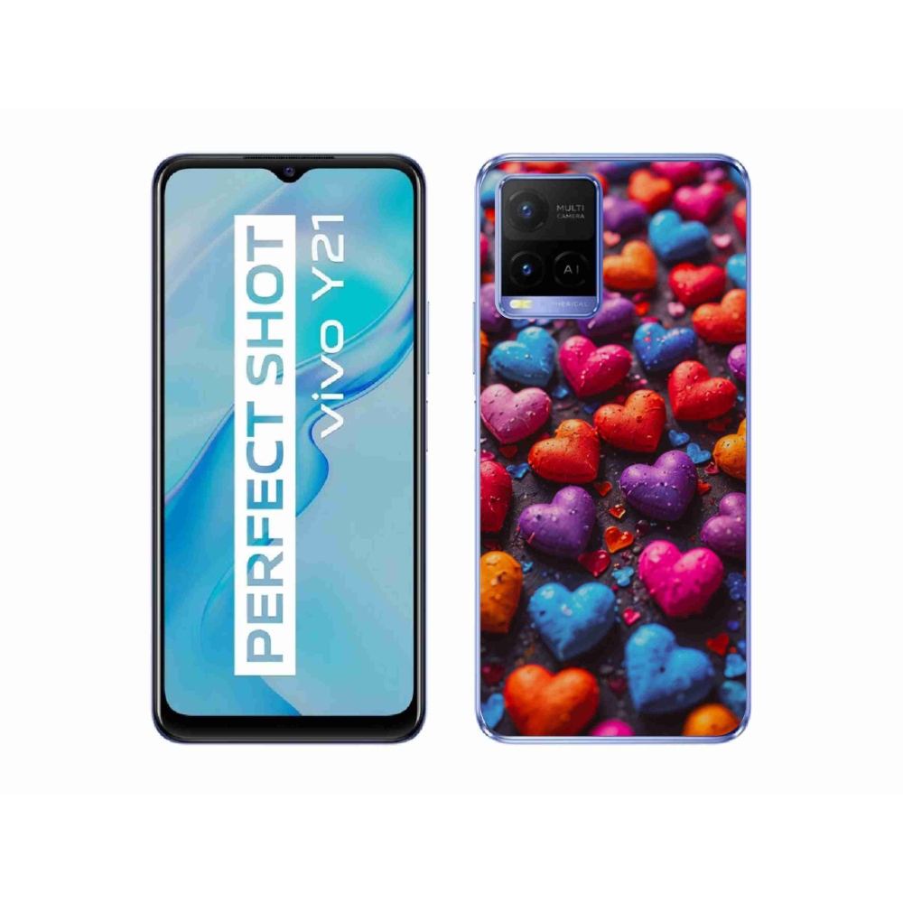 mmCase géltok a Vivo Y21/Y21s/Y33s készülékekhez – színes szívek
