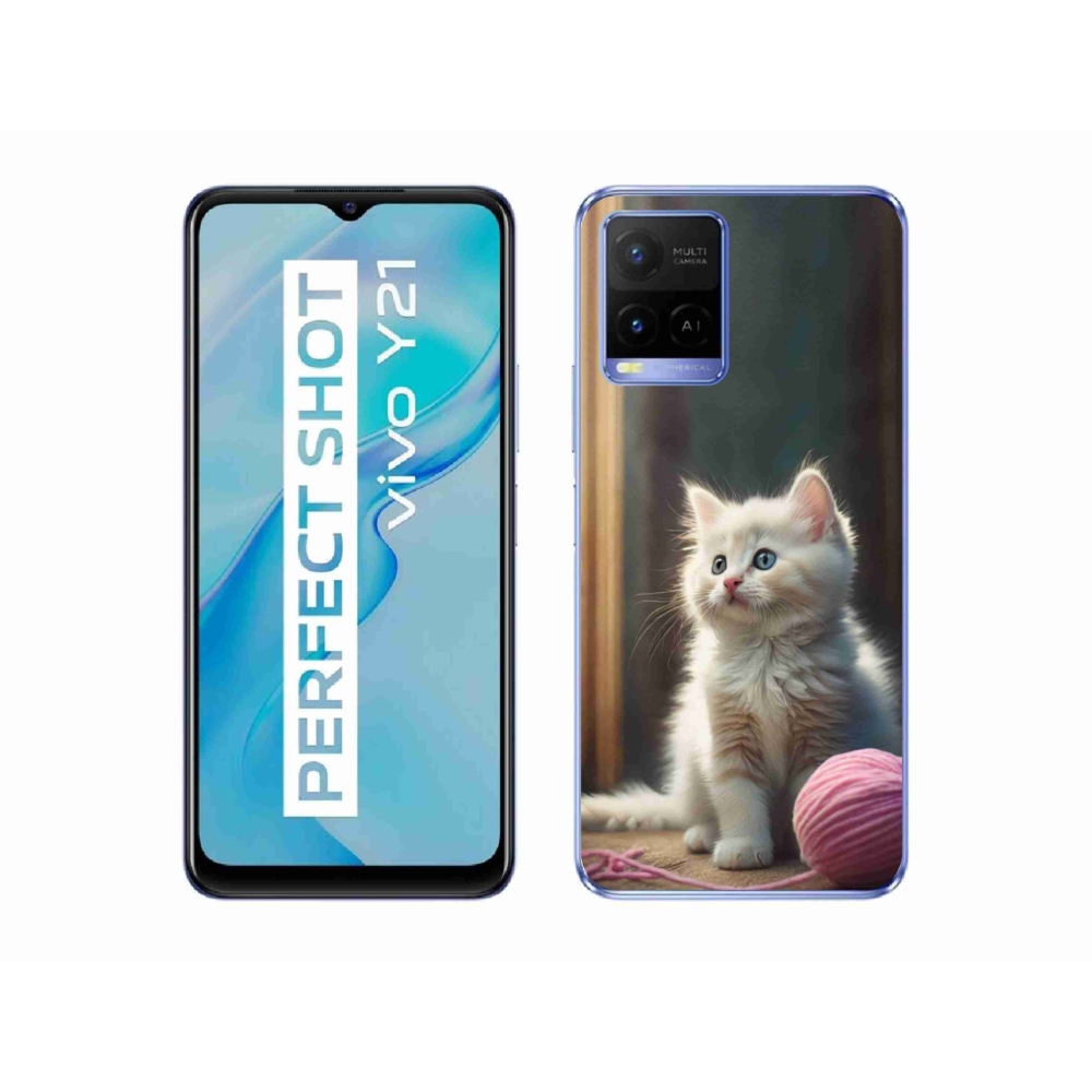 mmCase géltok a Vivo Y21/Y21s/Y33s készülékekhez – fehér cica 2