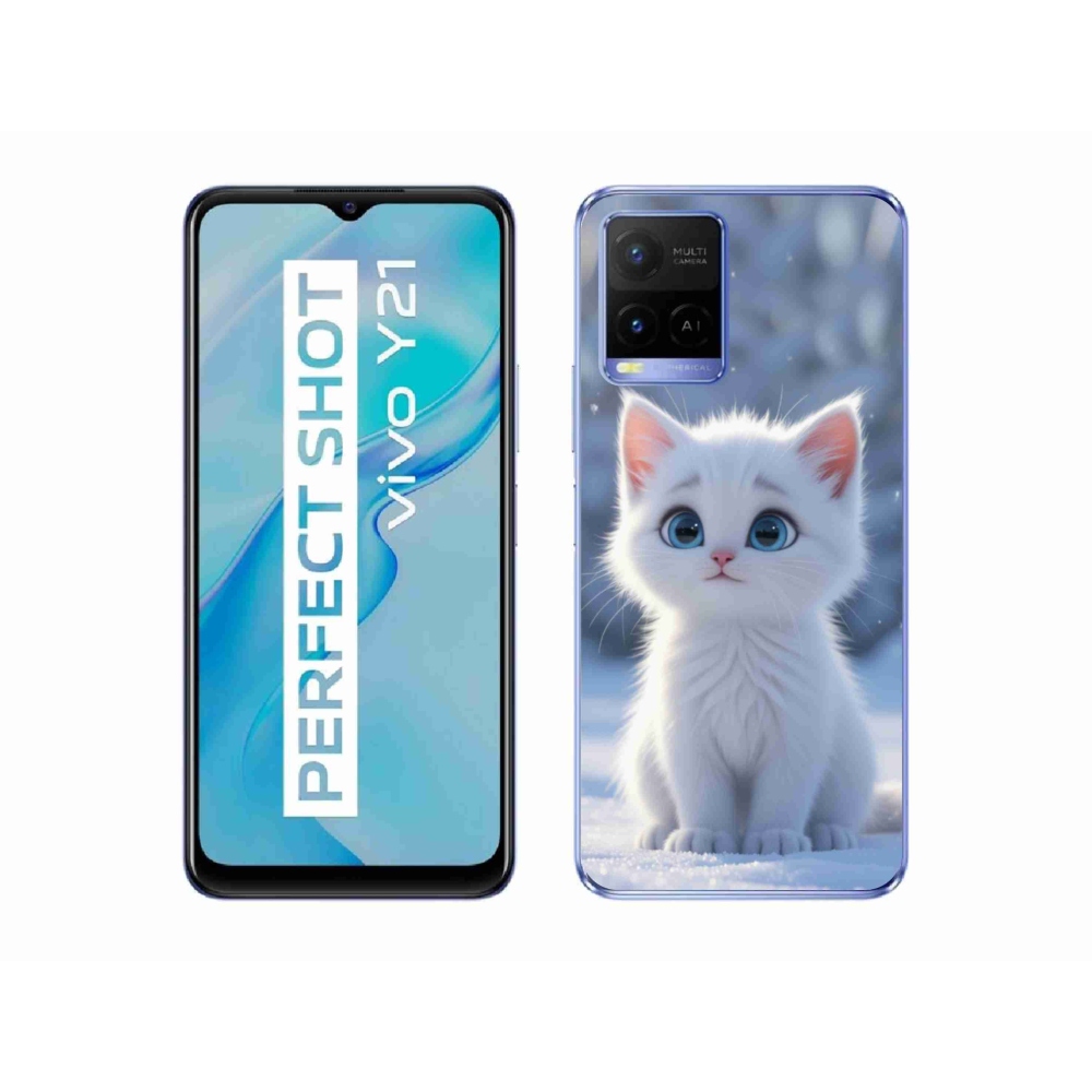 mmCase gél tok a Vivo Y21/Y21s/Y33s készülékekhez – fehér cica 3