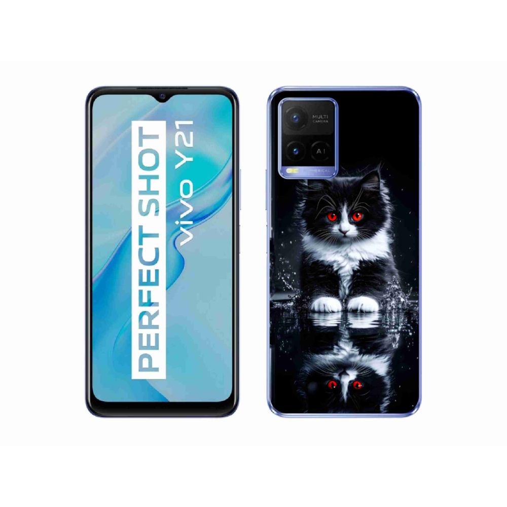 mmCase gél tok a Vivo Y21/Y21s/Y33s készülékekhez – fekete-fehér cica