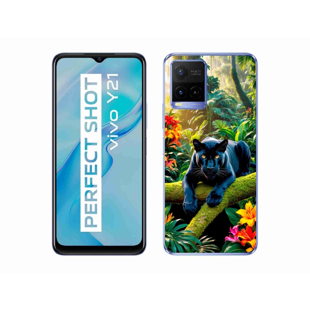 mmCase géltok a Vivo Y21/Y21s/Y33s készülékekhez – fekete párduc a dzsungelben