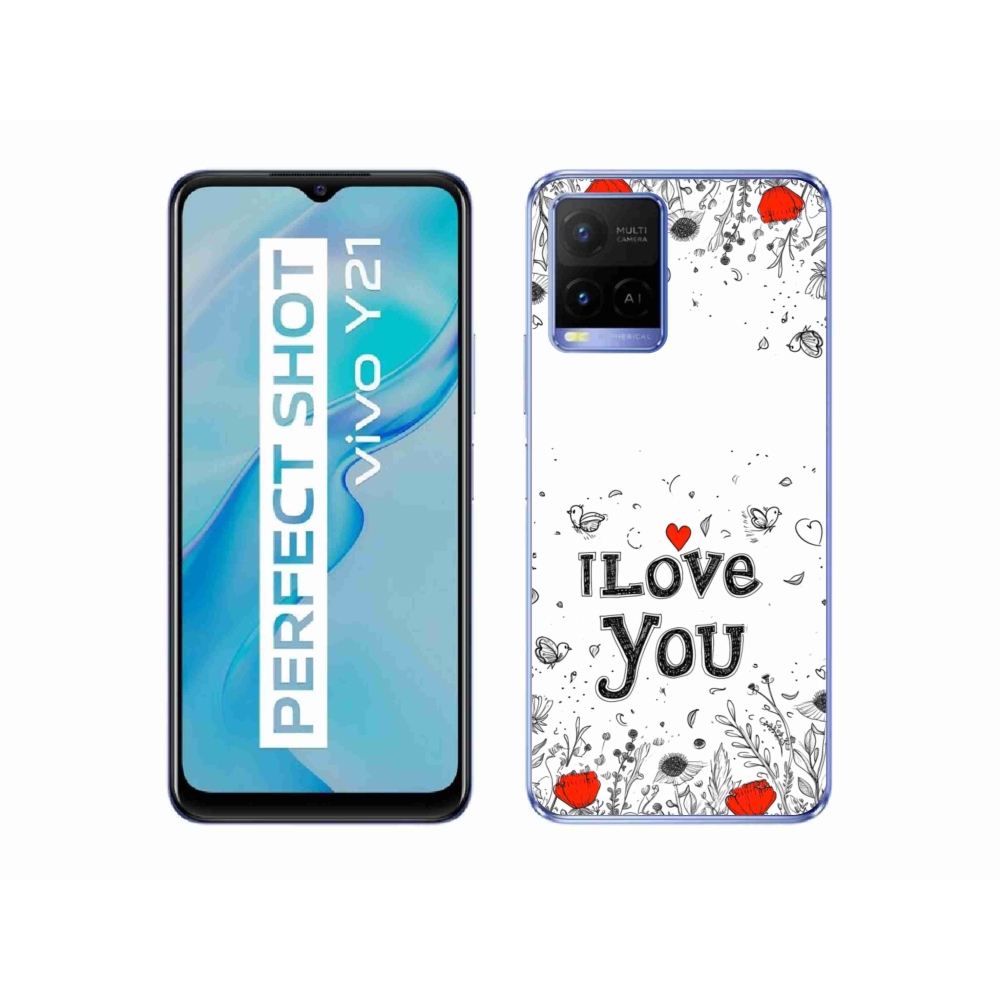 Gél borító mmCase a Vivo Y21/Y21s/Y33s készülékhez - I love you fehér háttérrel