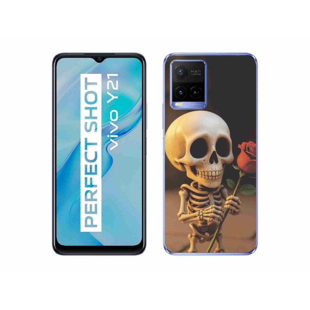 mmCase gél tok a Vivo Y21/Y21s/Y33s modellekhez – csontváz rózsával