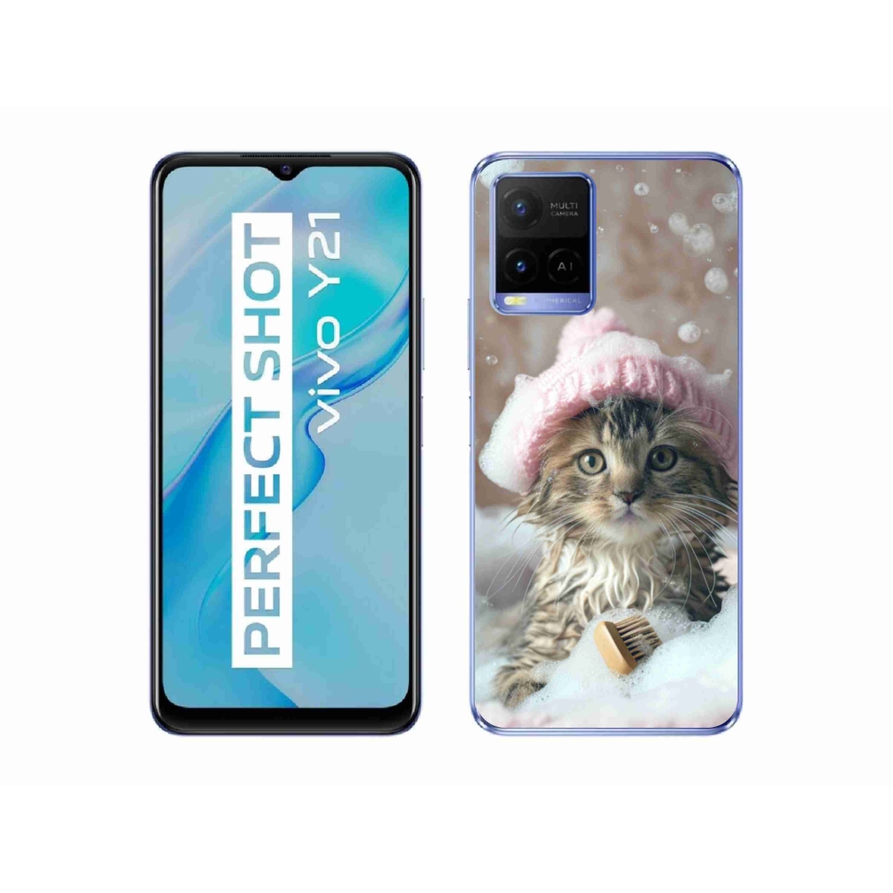 mmCase gél tok a Vivo Y21/Y21s/Y33s modellekhez – cica és fürdő