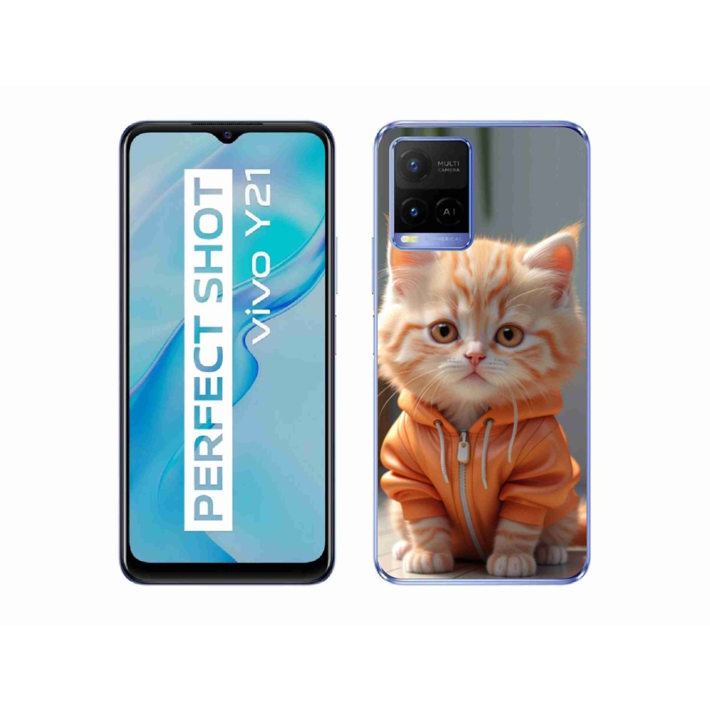 mmCase gél tok a Vivo Y21/Y21s/Y33s modellekhez – pulóveres cica