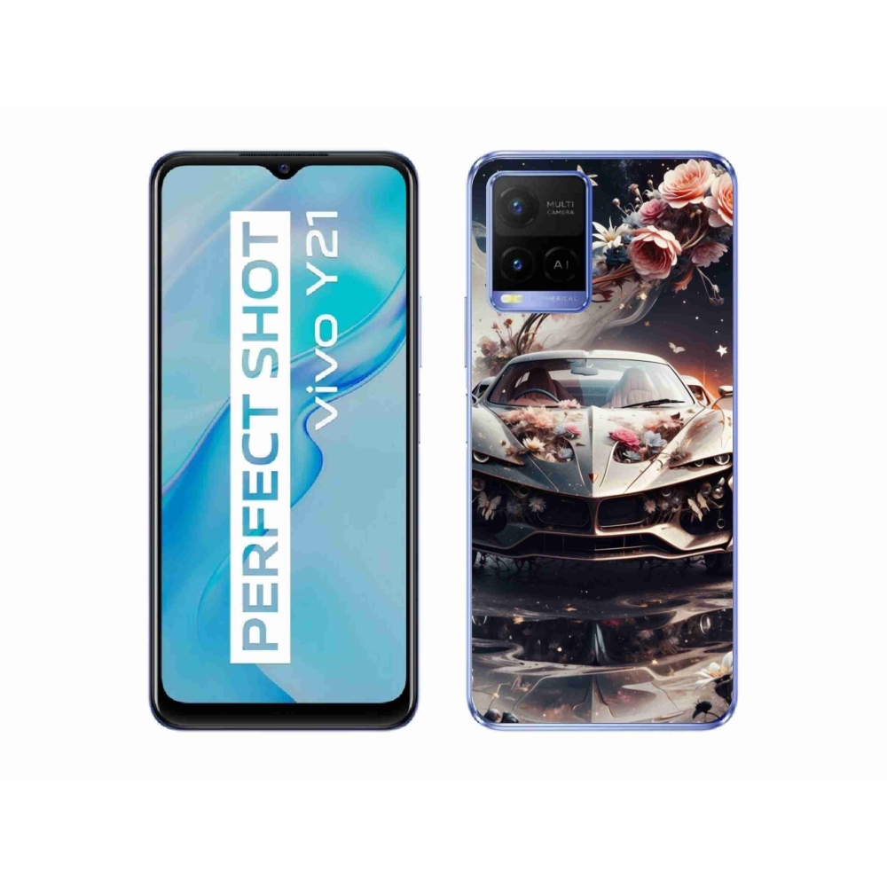 mmCase géltok a Vivo Y21/Y21s/Y33s készülékekhez – virágos sportautó