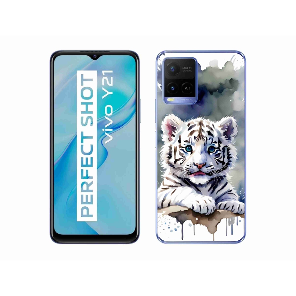 mmCase géltok a Vivo Y21/Y21s/Y33s modellekhez – fehér tigris kölyök