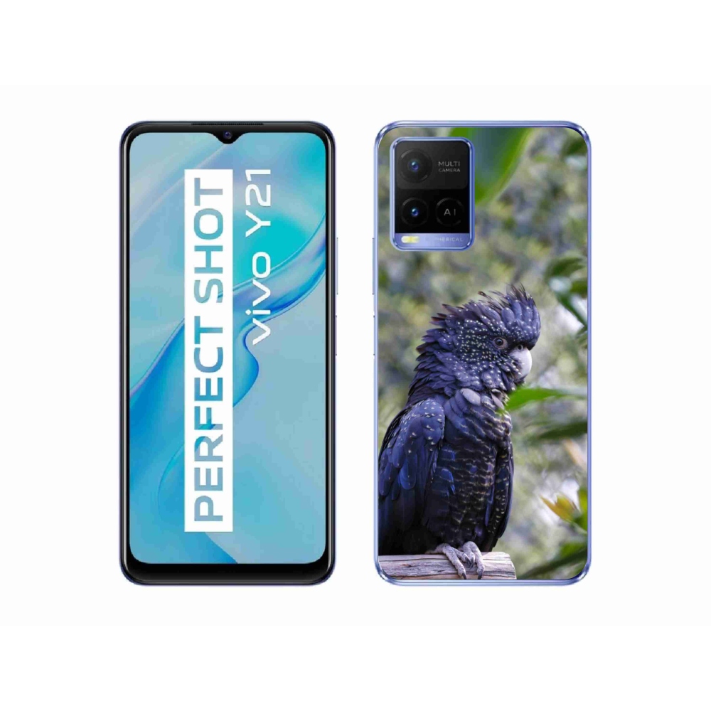 mmCase géltok a Vivo Y21/Y21s/Y33s készülékekhez – fekete kakadu papagáj