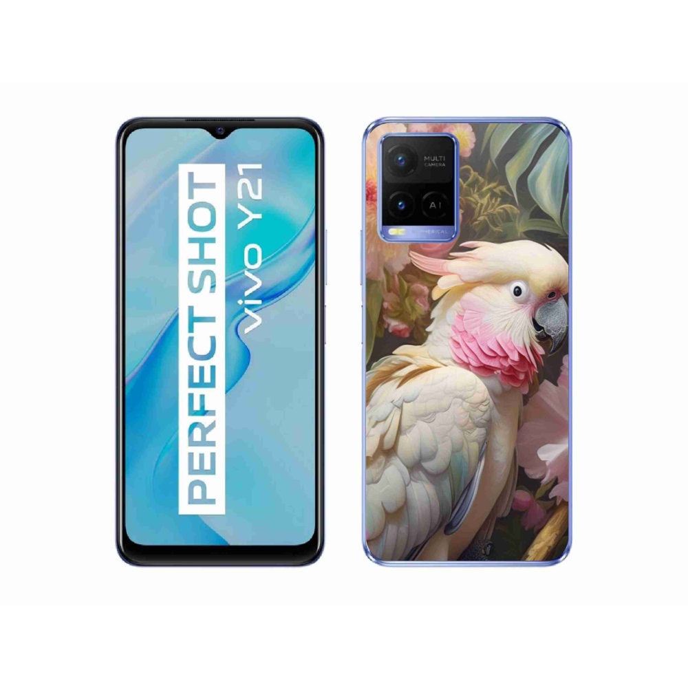 mmCase géltok a Vivo Y21/Y21s/Y33s készülékekhez – rózsaszín kakadu papagáj 2