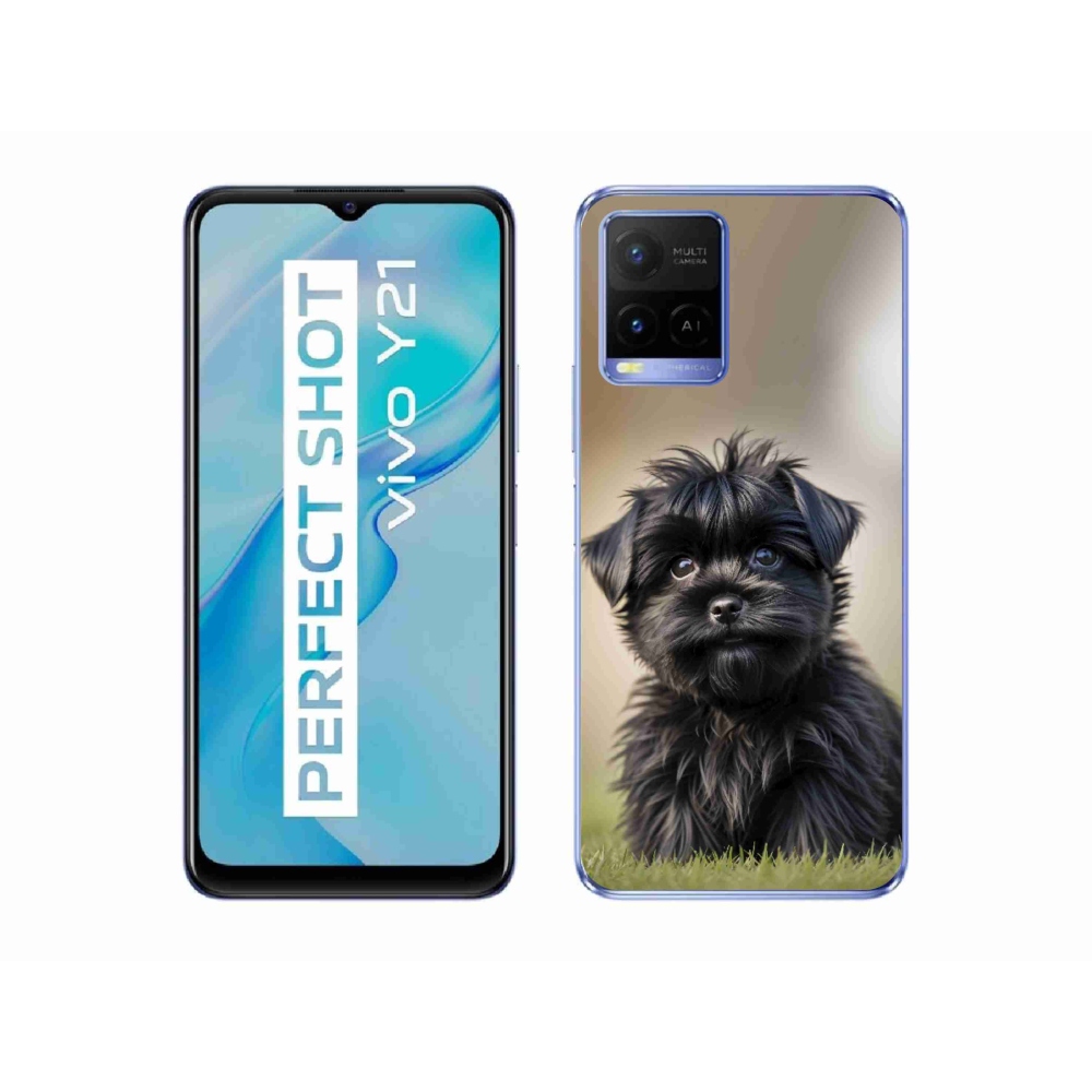 mmCase gél tok a Vivo Y21/Y21s/Y33s készülékekhez – aranyos fekete kutyus
