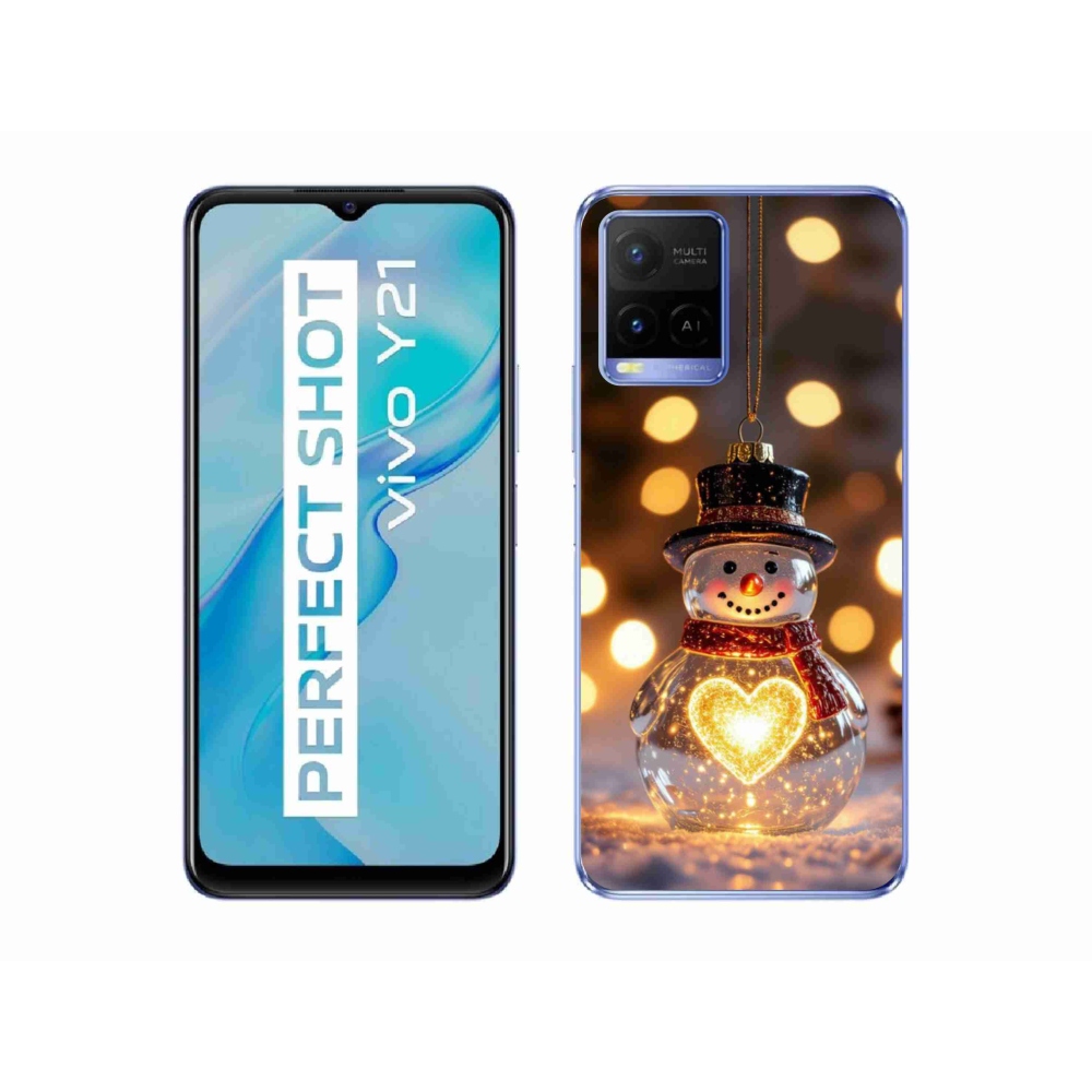 mmCase gél tok a Vivo Y21/Y21s/Y33s modellekhez – világító karácsonyi hóember