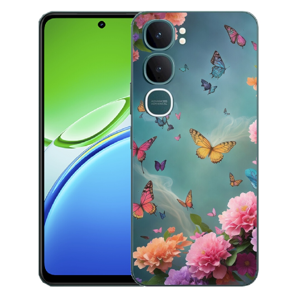 mmCase gél tok a Vivo Y21d-hez – színes virágok és pillangók