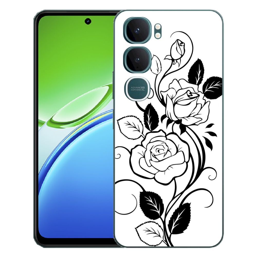 mmCase géltok a Vivo Y21d-hez – fekete-fehér rózsa