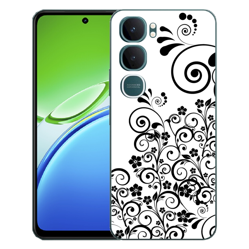 mmCase gél tok a Vivo Y21d-hez – fekete-fehér virágminták