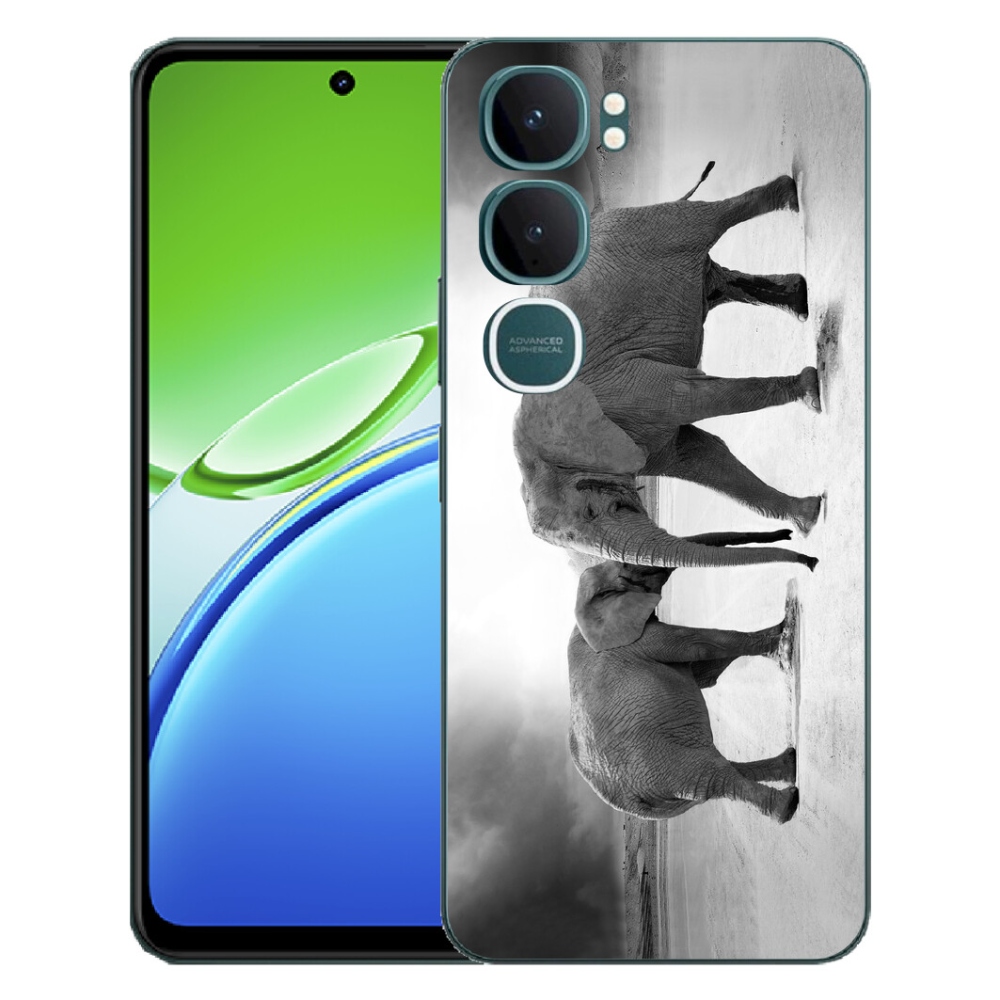 mmCase géltok a Vivo Y21d-hez – fekete-fehér elefántok