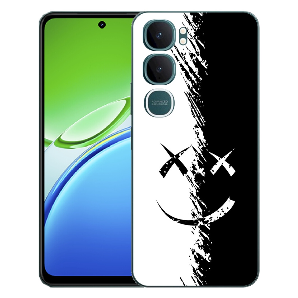 mmCase géltok a Vivo Y21d-hez – fekete-fehér smiley