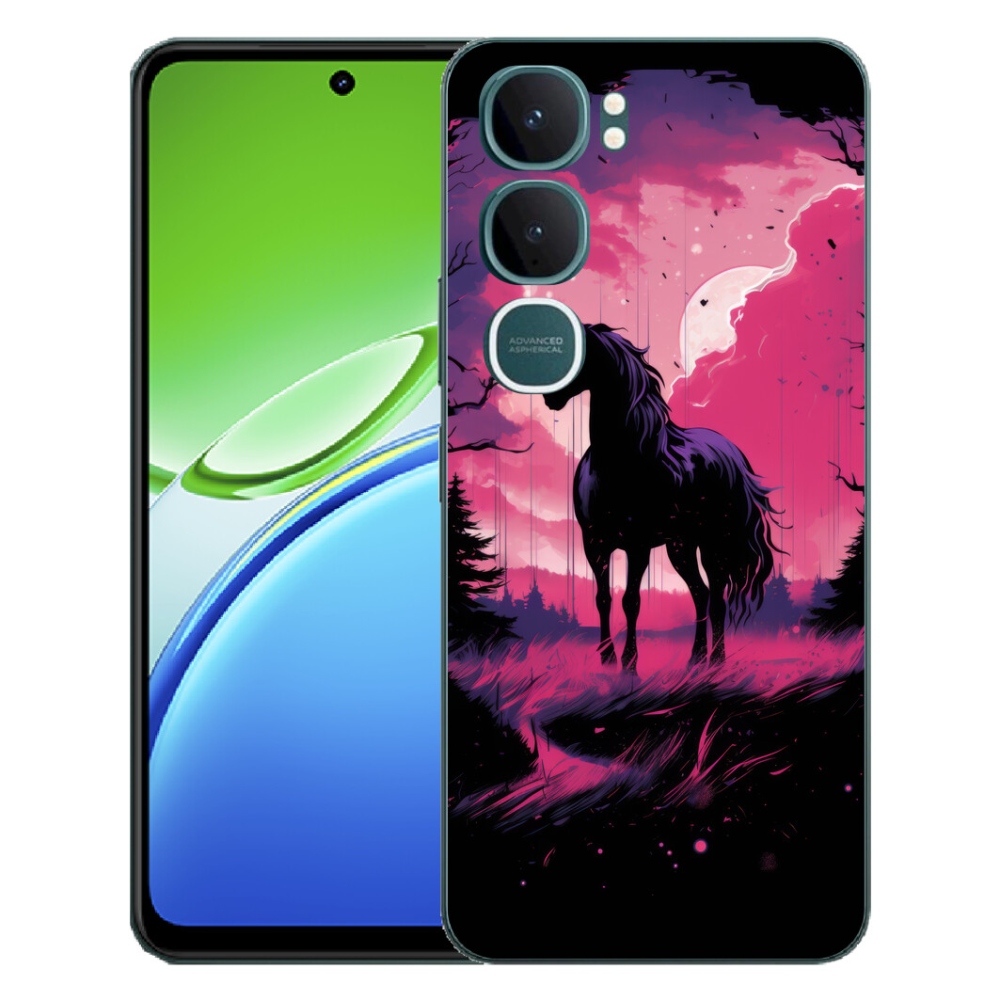 mmCase gél tok a Vivo Y21d-hez – fekete rajzolt ló 1