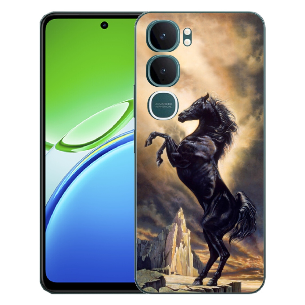 mmCase gél tok a Vivo Y21d-hez – fekete rajzolt ló