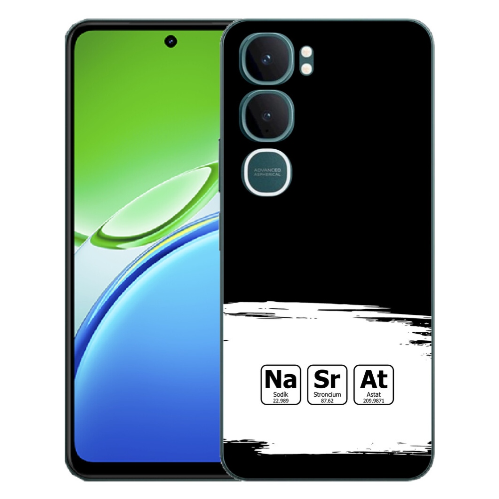 mmCase gélhuzat a Vivo Y21d-hez – kémiai elemek fehér-fekete háttérrel