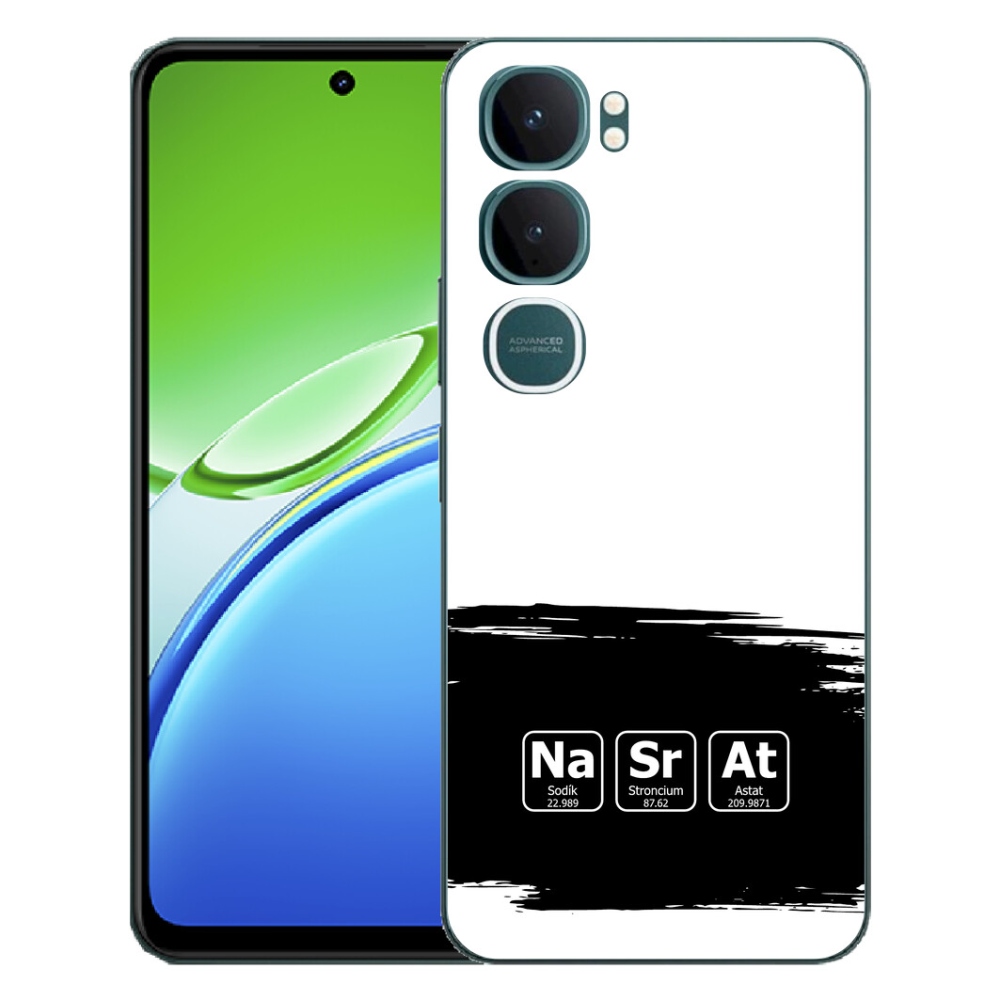 mmCase géltok a Vivo Y21d-hez – kémiai elemek fekete-fehér háttérrel