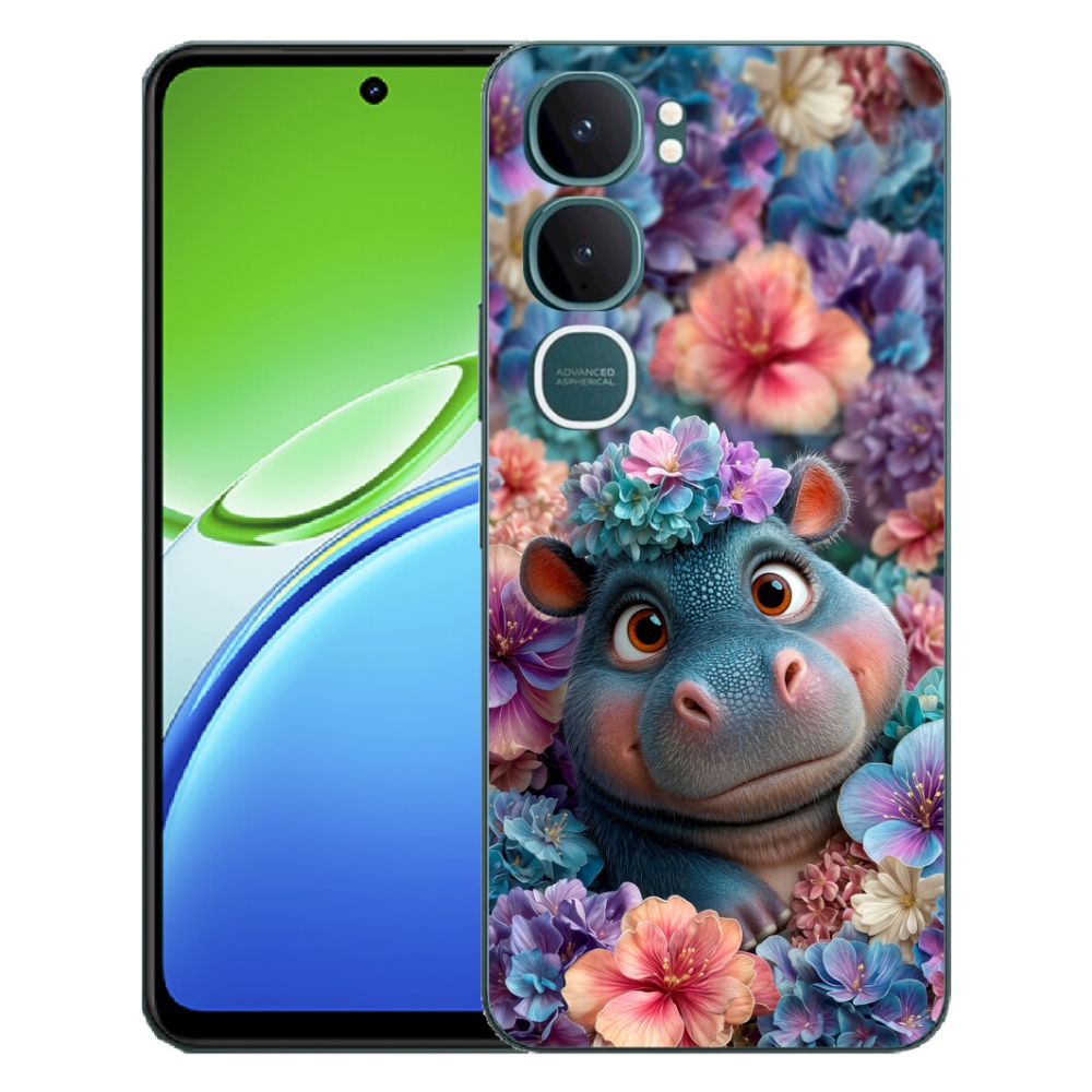 mmCase géltok a Vivo Y21d-hez – virágokkal díszített kis víziló