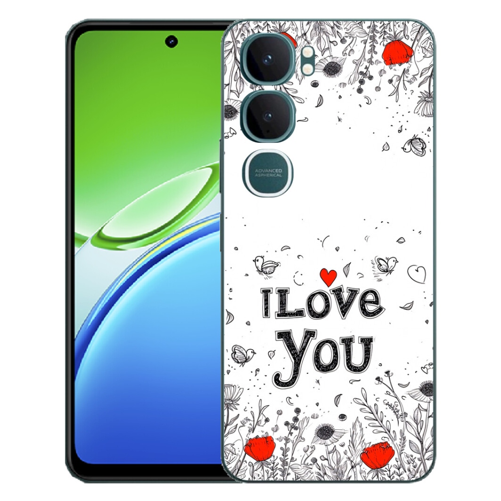 mmCase gélhuzat a Vivo Y21d-hez – „I love you” fehér háttérrel