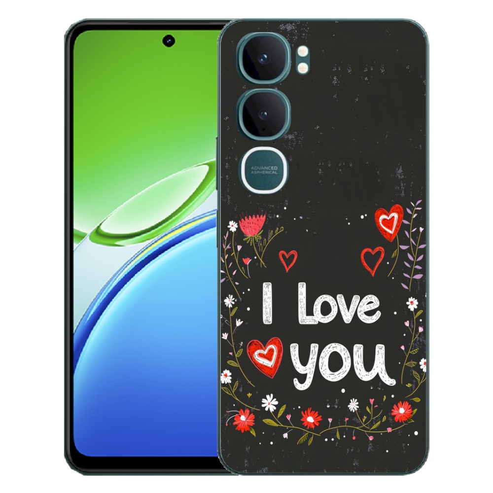 mmCase géltok a Vivo Y21d-hez – „I love you” fekete háttérrel