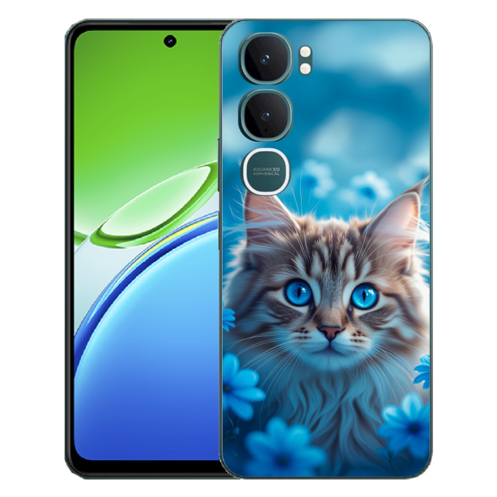 mmCase gél tok a Vivo Y21d-hez – kiscica kék virágok között