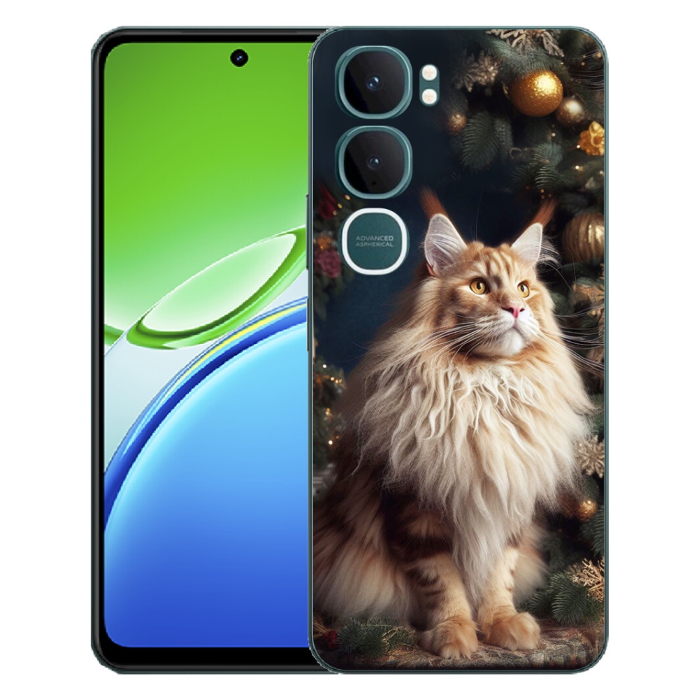 mmCase géltok a Vivo Y21d-hez – macska a karácsonyfa mellett