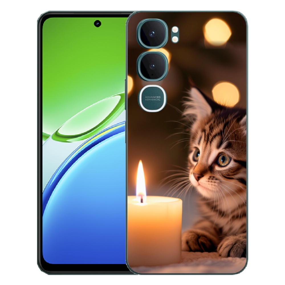 mmCase gél tok a Vivo Y21d-hez – cica és gyertya