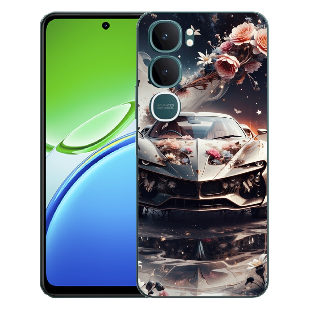 mmCase gél tok a Vivo Y21d-hez – virágos sportautó