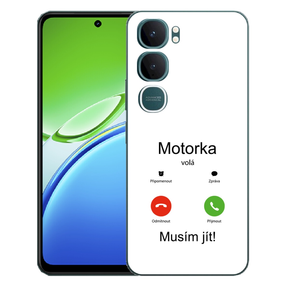 mmCase gél tok a Vivo Y21d-hez – „A motor hív” fehér háttérrel