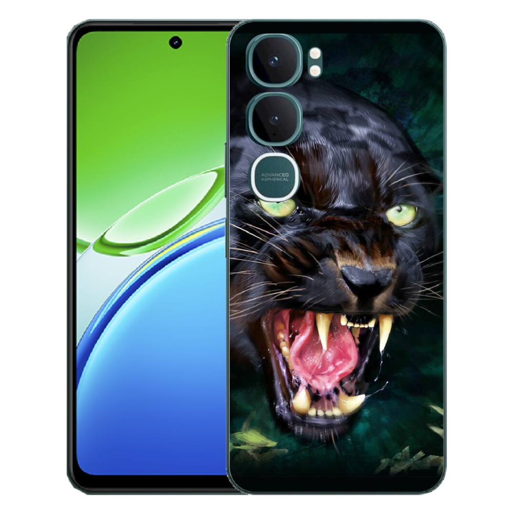 mmCase gélhuzat a Vivo Y21d-hez – dühös fekete párduc