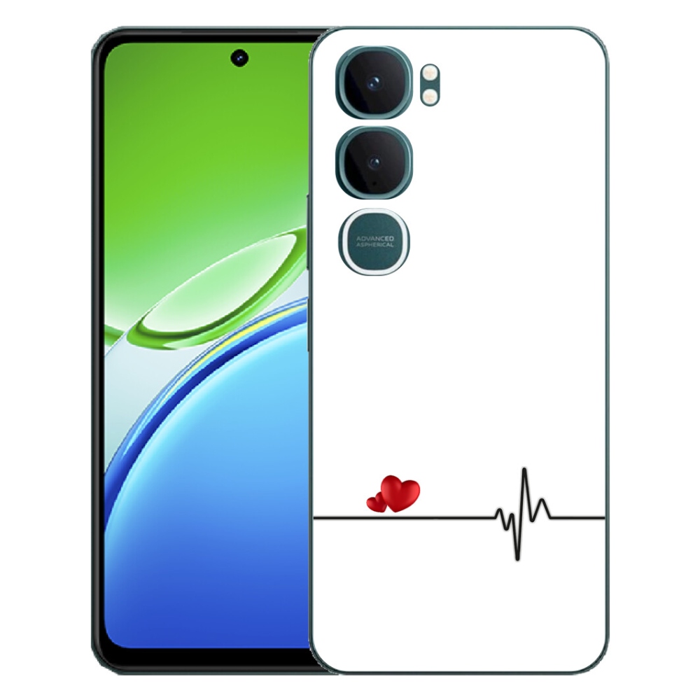 mmCase géltok a Vivo Y21d-hez – szív és pulzus fehér háttérrel