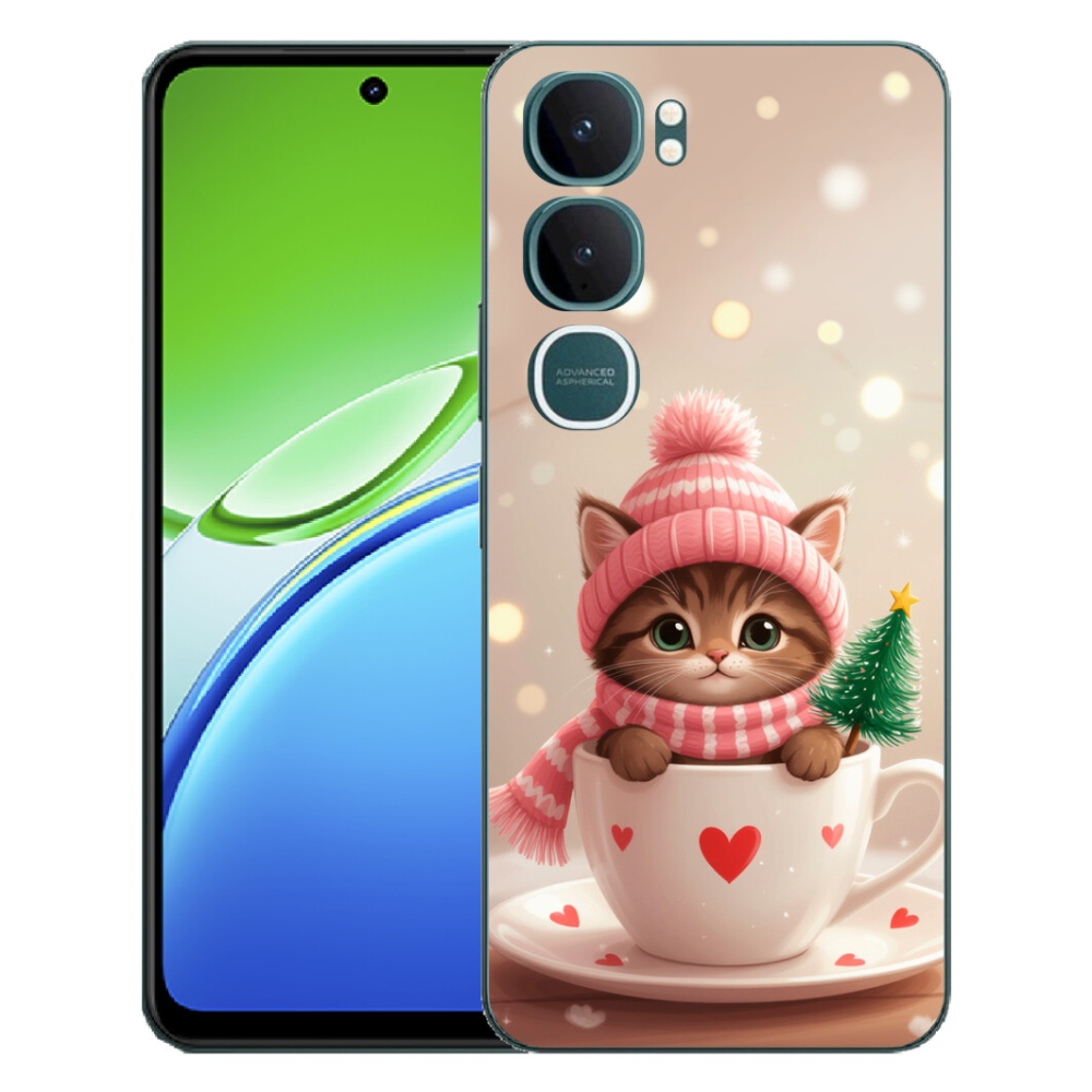 mmCase gél tok a Vivo Y21d-hez – karácsonyi cica csészében