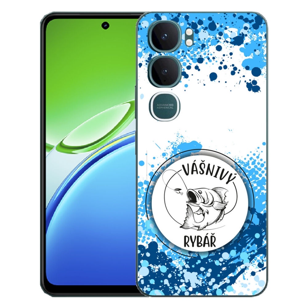 mmCase géltok a Vivo Y21d-hez – szenvedélyes horgász, fehér háttérrel