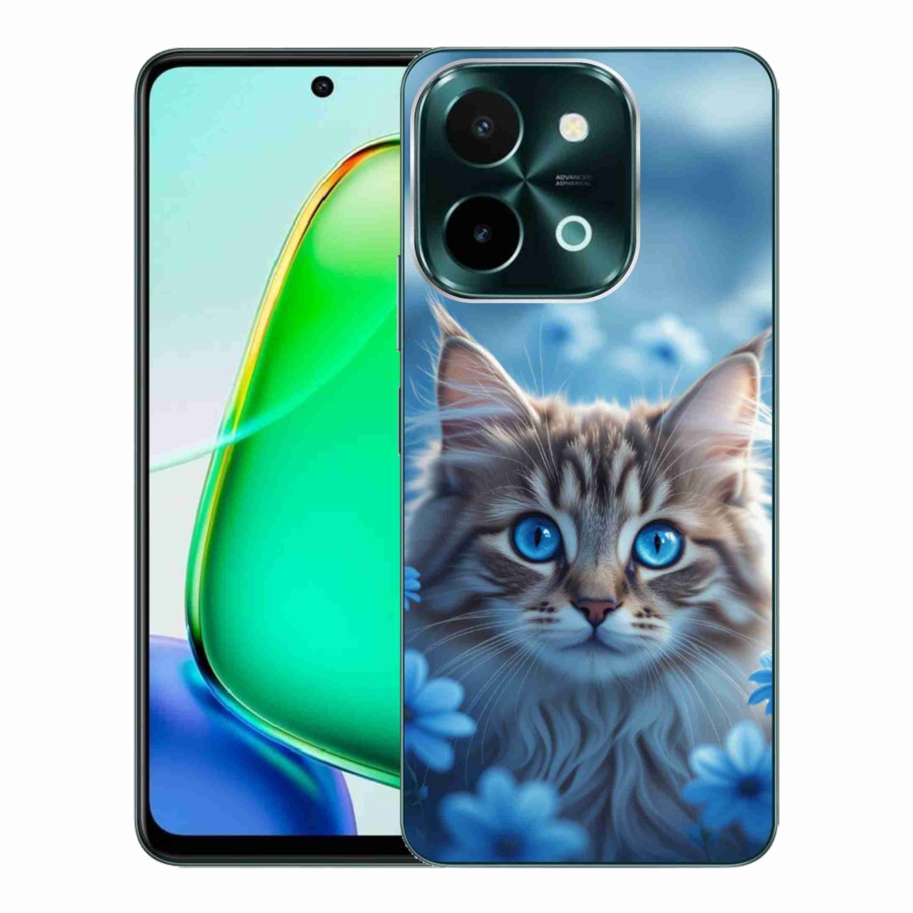 mmCase gél tok a Vivo Y28-hoz – kiscica kék virágok között