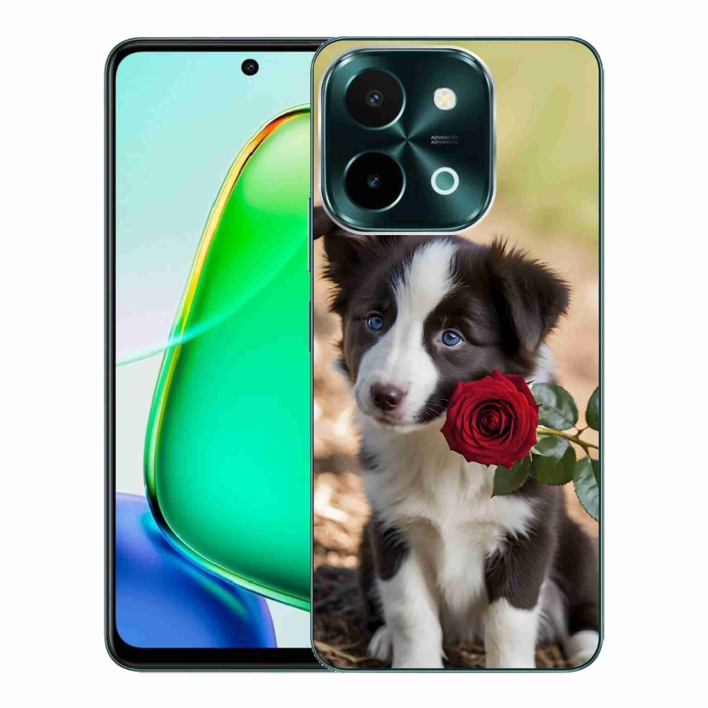 mmCase gél tok a Vivo Y28-hoz – aranyos border collie rózsával