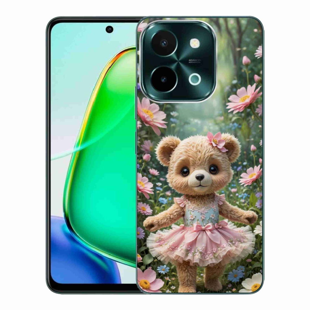 mmCase gél tok a Vivo Y28-hoz – aranyos mackó virágok között