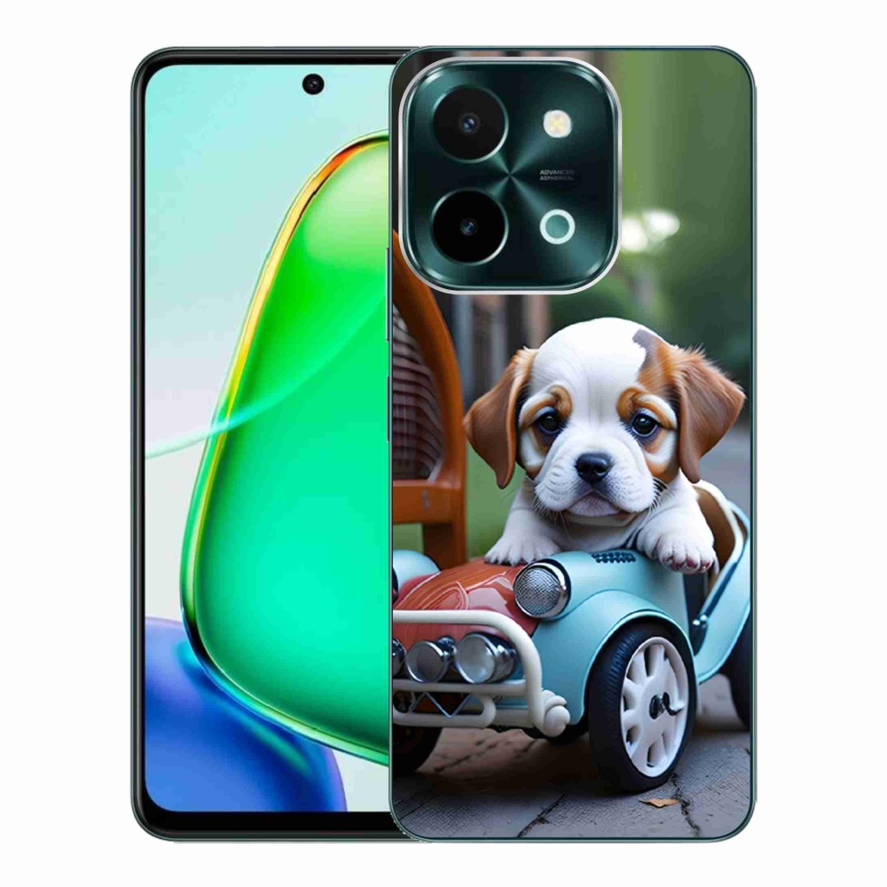 mmCase géltok a Vivo Y28-hoz – kiskutya egy retro autóban