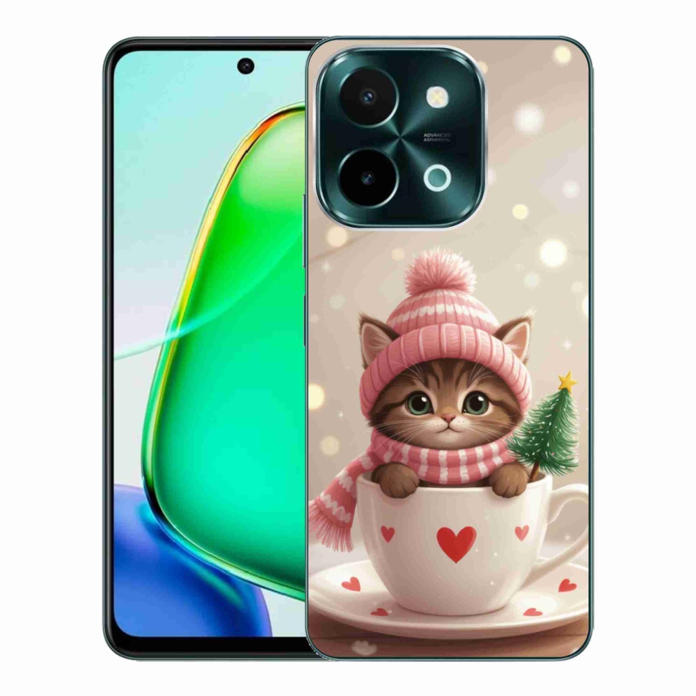 mmCase gél tok a Vivo Y28-hoz – karácsonyi cica egy csészében
