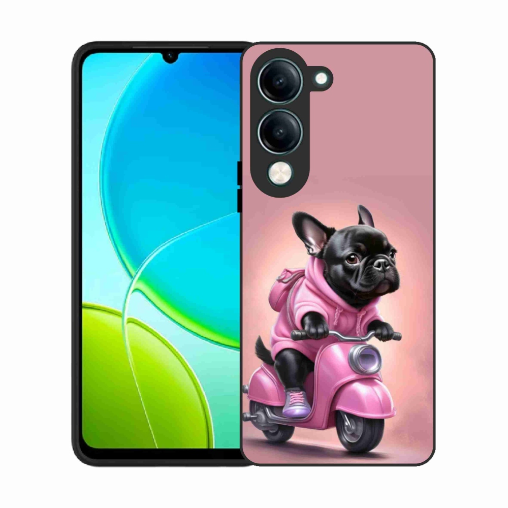 Gél borítás mmCase a Vivo Y29S 5G-hez - Francia bulldog a robogón