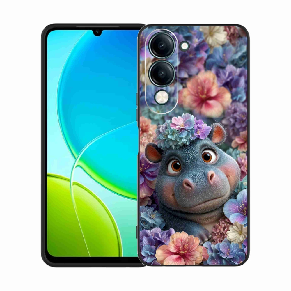 Zselés borító mmCase a Vivo Y29S 5G készülékhez - víziló virágokban