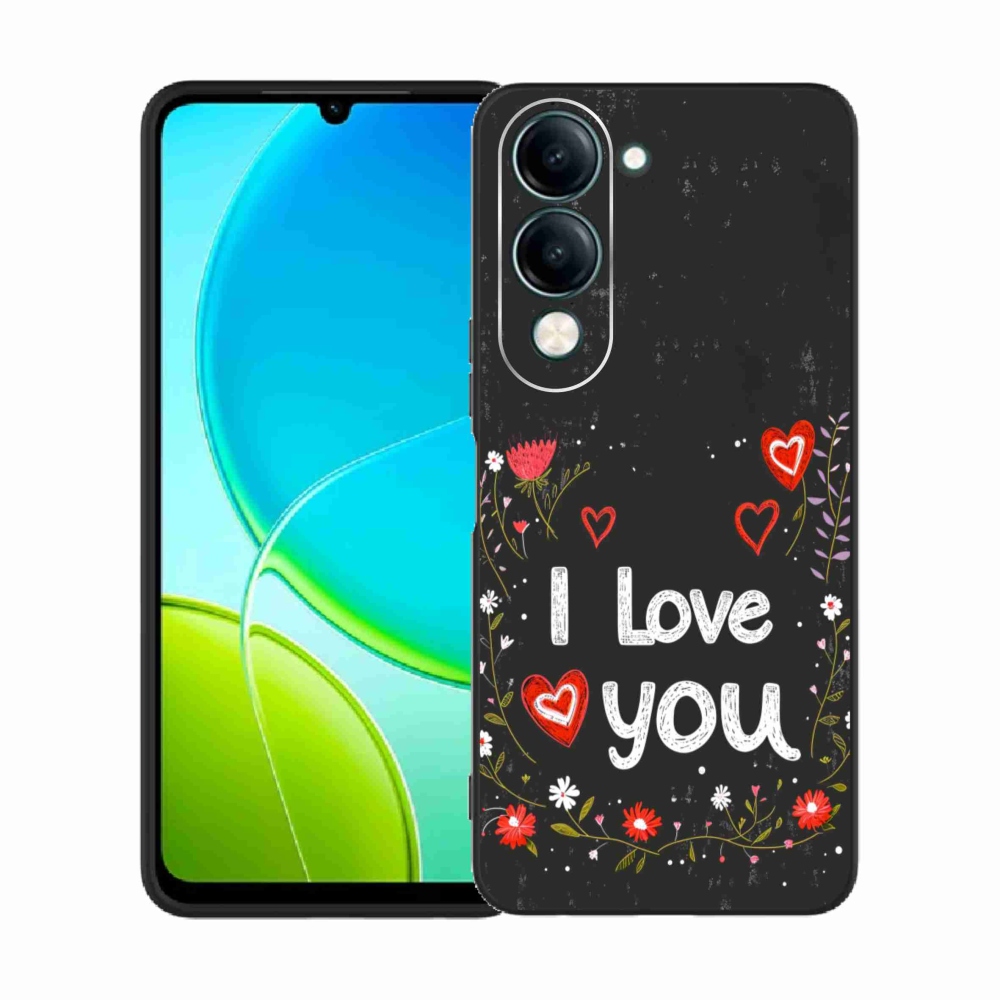 Gél borító mmCase a Vivo Y29s 5G-hez - Szeretlek fekete háttérrel