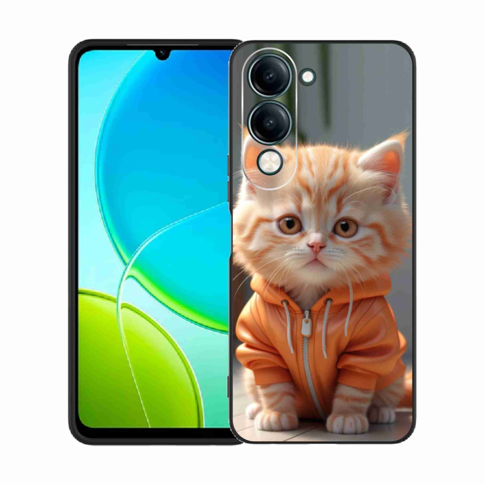 Gél borítás mmCase a Vivo Y29S 5G-hez - cica kapucnis pulóverben