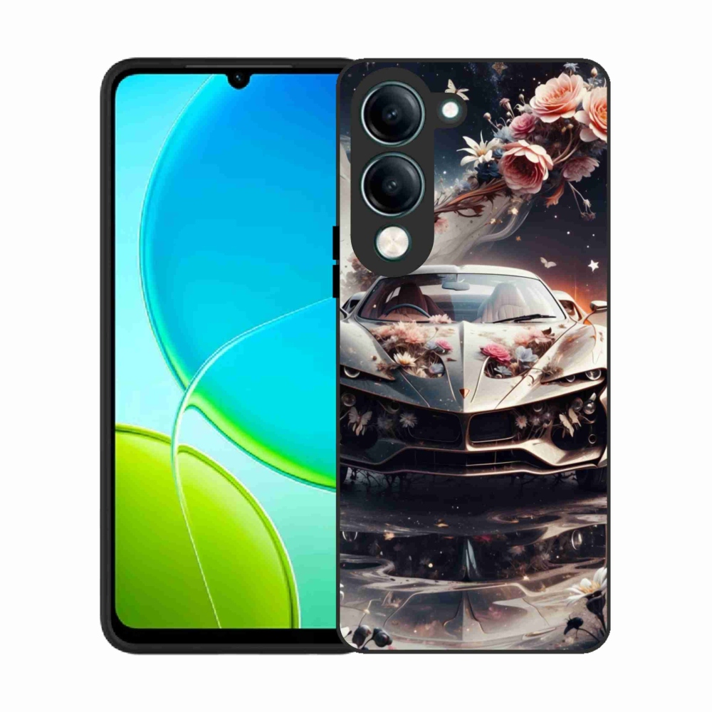 Gél borító mmCase a Vivo Y29S 5G-hez - virágos sportkocsihoz