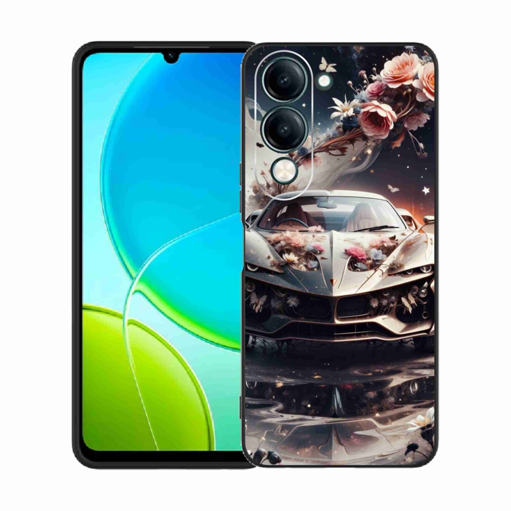 Gél borító mmCase a Vivo Y29S 5G-hez - virágos sportkocsihoz